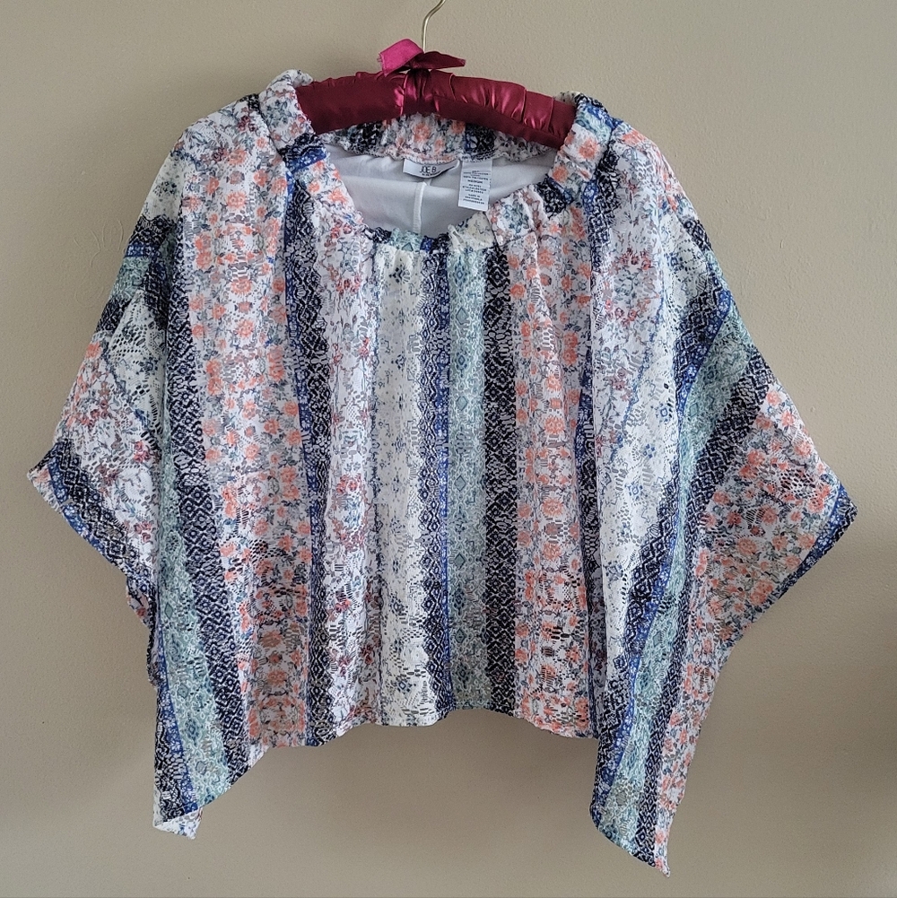 Joe B | Blue and Orange Patterned Blouse